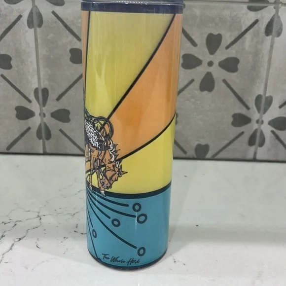 THE WHOLE HERD metal cowboy motif tall tumbler. Like new - Picture 4 of 8